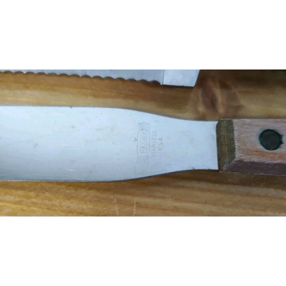 Knife Fork LOT of 4 Vintage Stainless Wood Handle Mid Century Modern Japan+++